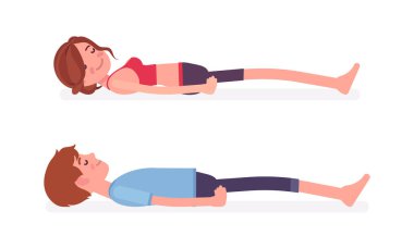 Yoga yapan genç Yogi adam ve kadın, Ölü Vücut pozu