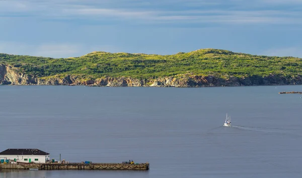 Velero navega cerca de Twillingate acantilados, paisaje marino, paisaje, Terranova, Atlántico Canadá . —  Fotos de Stock