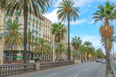 Warm late afternoon, street view of Barcelona, Spain. clipart