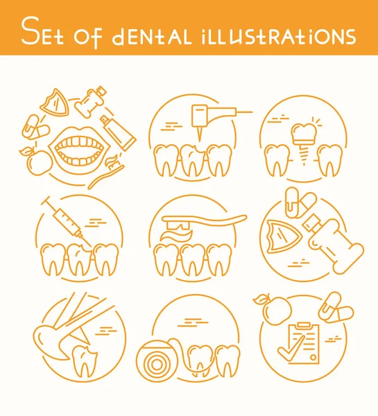 Conjunto de ilustrações dentárias —  Vetores de Stock