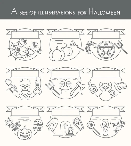 Egy sor illusztrációk a Halloween — Stock Vector