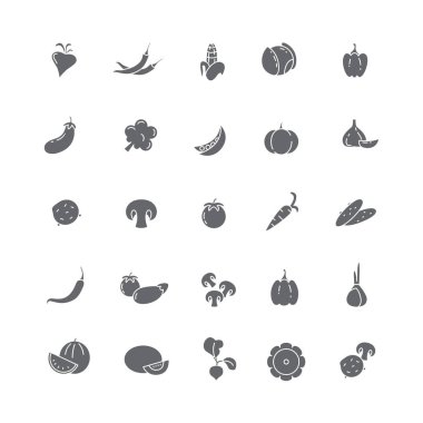 Çeşitli sebze siyah simgeler.