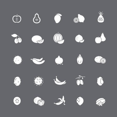 Beyaz kutsal kişilerin resmi ile farklı meyve.