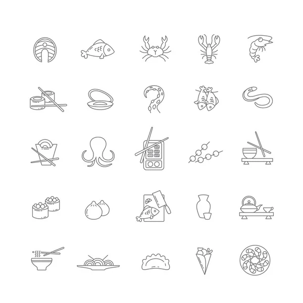 Иконы с морепродуктами . — стоковый вектор
