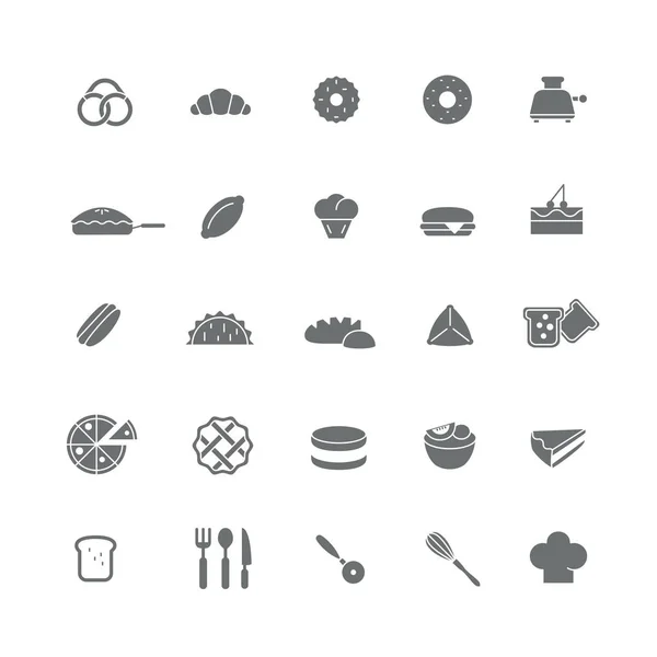 Conjunto de ícones pretos com produtos de farinha . —  Vetores de Stock