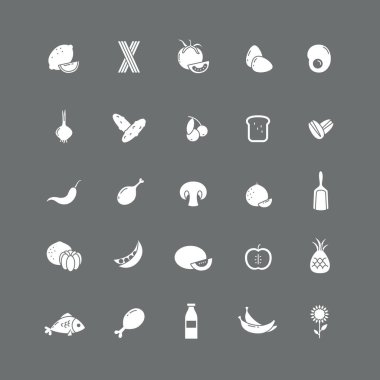 Yararlı ürünler ile siyah simgeler kümesi.