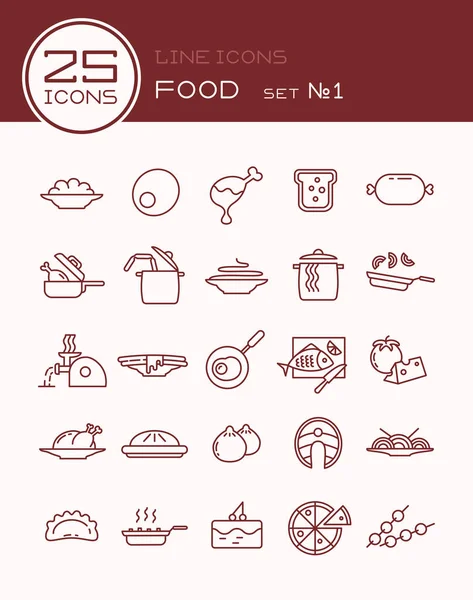 Línea iconos conjunto de alimentos 1 — Vector de stock