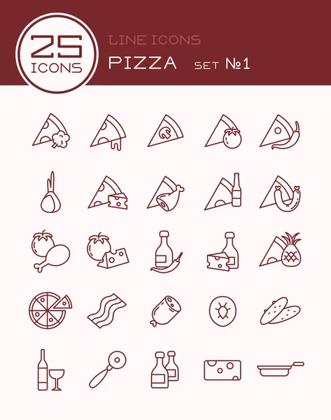 Línea iconos pizza set 1 — Vector de stock