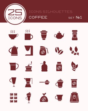 Simgeler siluetleri kahve 1 ayarla
