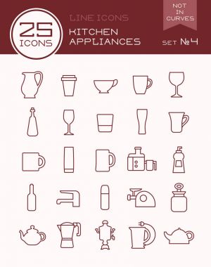 4 satır simgeler mutfak aletleri ayarla