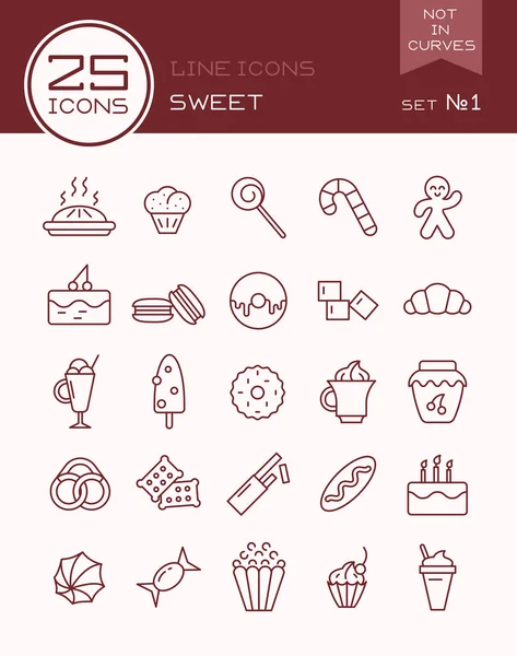 Línea iconos dulce conjunto 1 — Vector de stock