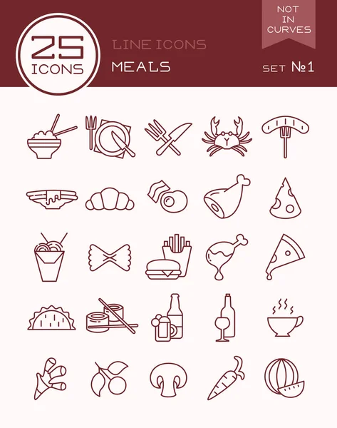 Línea iconos comidas conjunto 1 — Vector de stock
