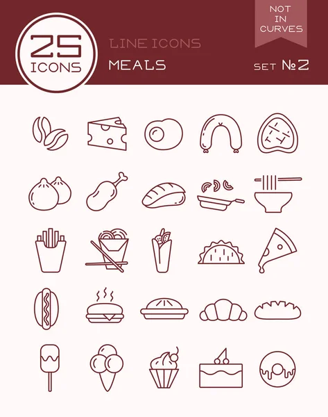 Línea iconos comidas conjunto 2 — Vector de stock