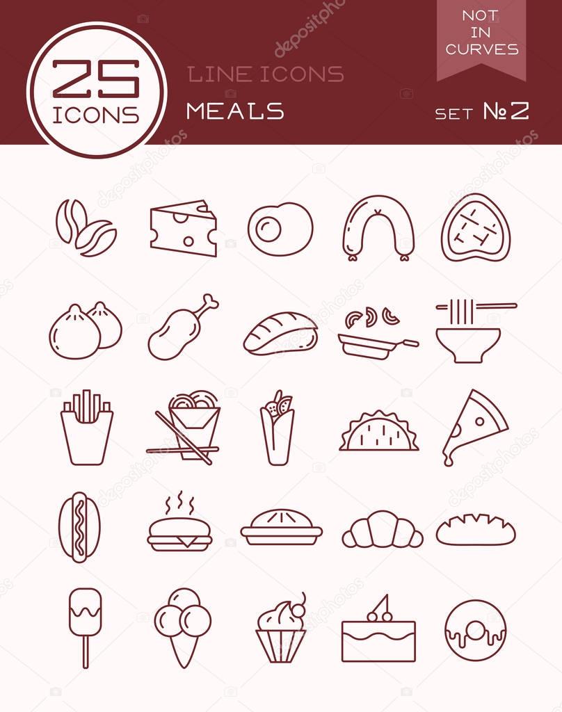 Line icons meals set 2
