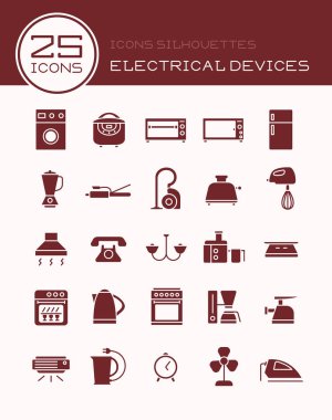 Simgeler siluetleri elektrikli cihazlar