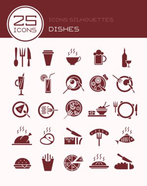 Simgeler siluetleri yemekleri
