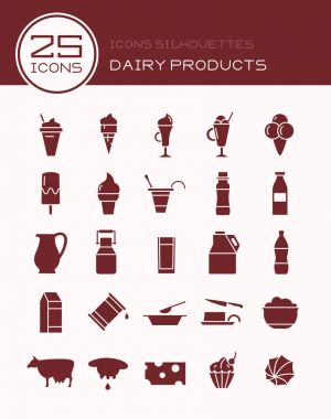 Simgeler siluetleri süt ürünleri