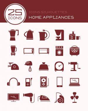 Simgeler siluetleri ev aletleri
