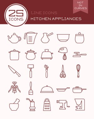 Satır simgeler mutfak aletleri