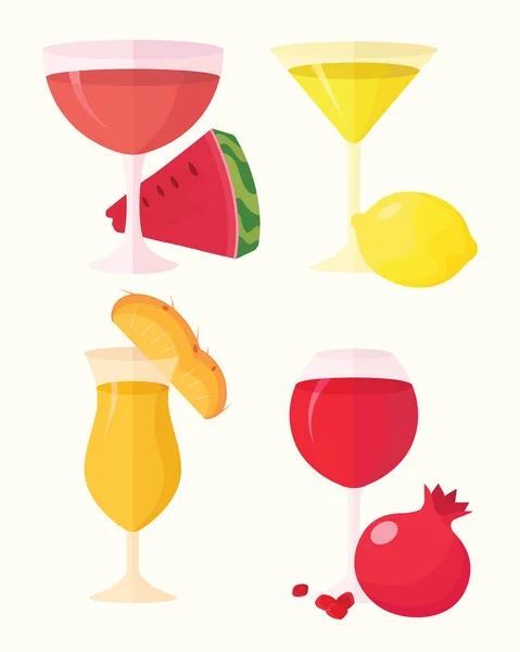 Uppsättning av frukt- och bärodlingar cocktails — Gratis stockfoto