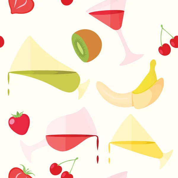 Patrón de bayas y cóctel de frutas — Vector de stock