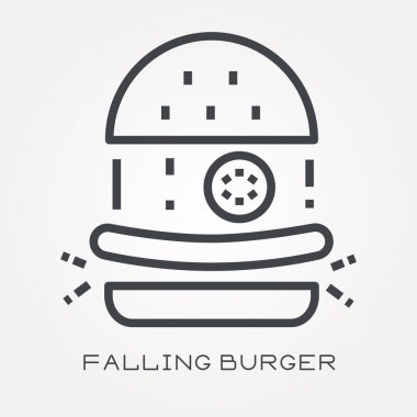 Line icon falling burger clipart
