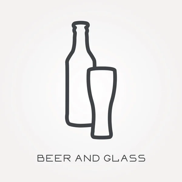 Lijn Pictogram Bier Glas — Stockvector