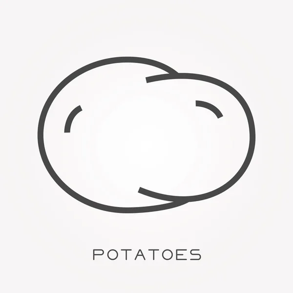 Una Línea Icono Patatas — Vector de stock