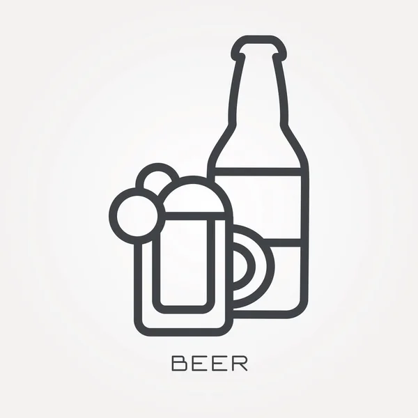 Één Regel Pictogram Bier — Stockvector