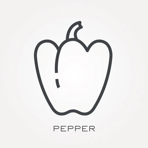 One Line Icon Pepper — Stock Vector