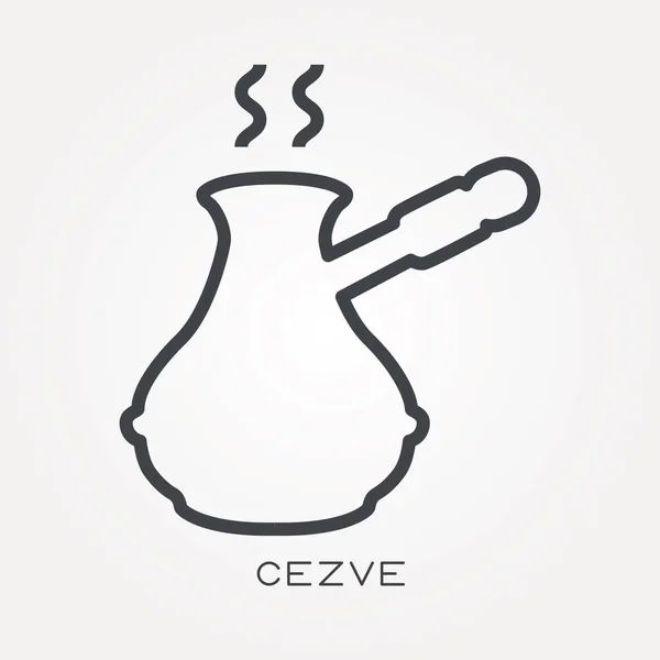 Einzeiliges Symbol Cezve — Stockvektor