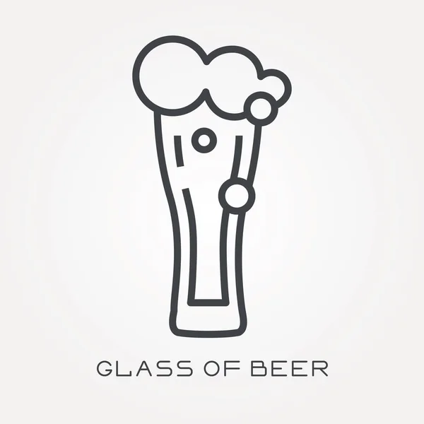 Lijn Pictogram Glas Bier — Stockvector