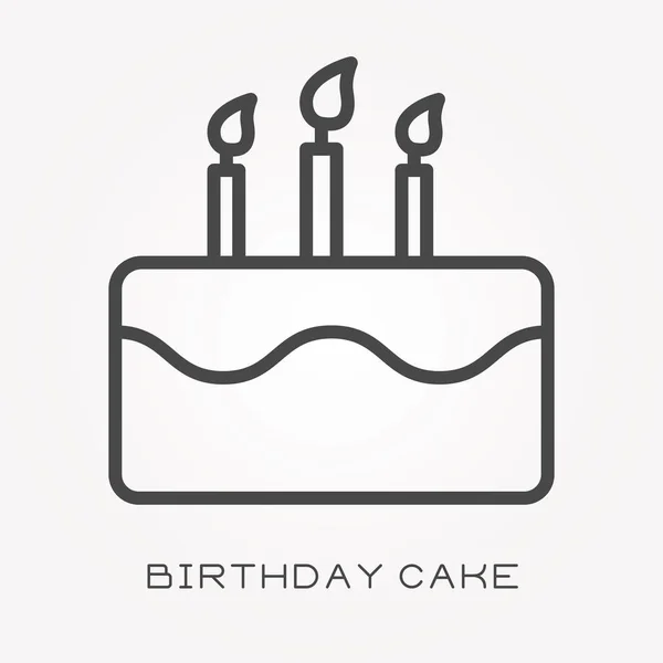 Line Icon Birthday Cake — Stock Vector