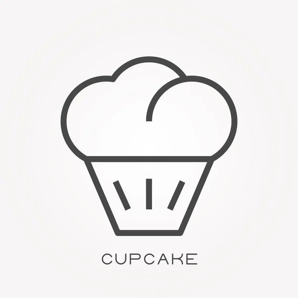 One Line Icon Cupcake — Stock Vector