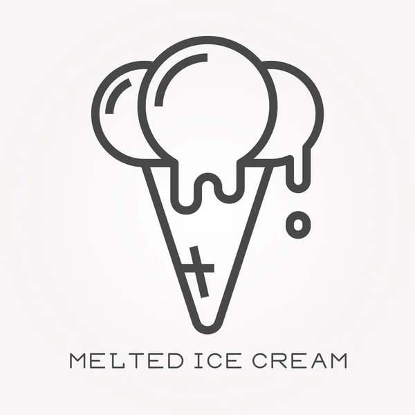 Line Icon Melted Ice Cream — Stock Vector