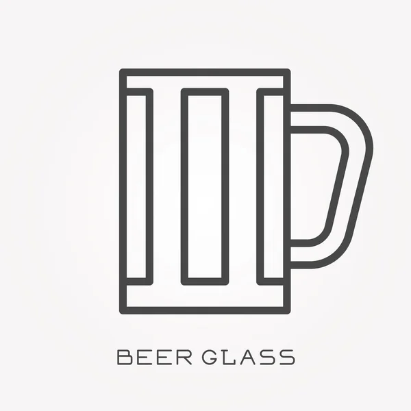 Bierschuim Glas Lijn Pictogram — Stockvector