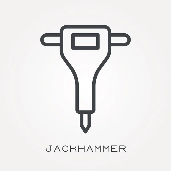 Één Regel Pictogram Jackhammer — Stockvector