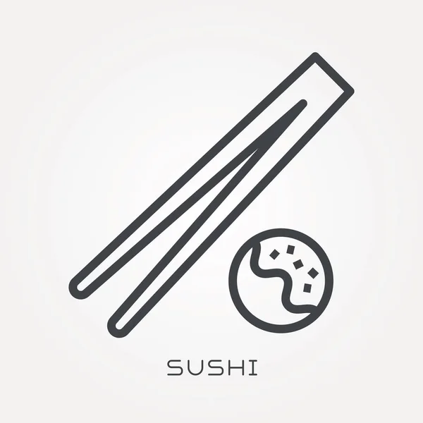 Jeden Řádek Ikona Sushi — Stockový vektor