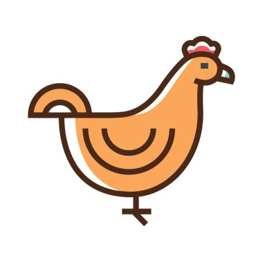 Color icon chicken. Simple vector illustration with ability to change.
