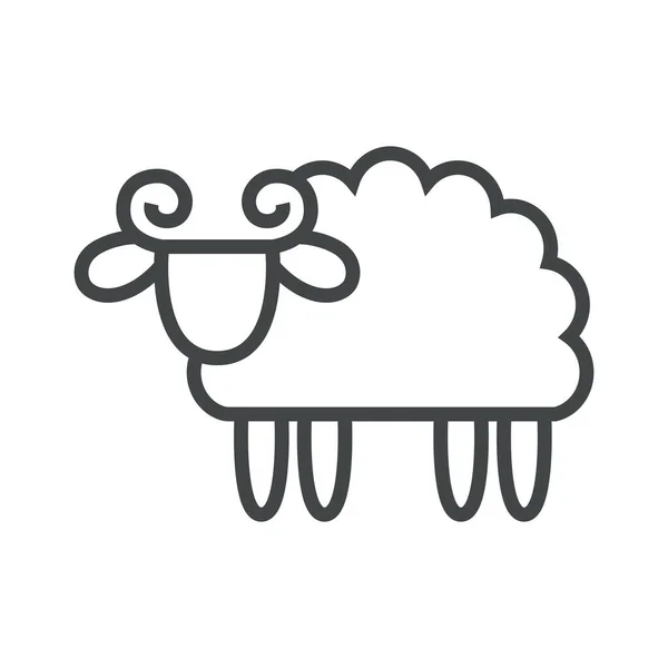 Icono de línea ovejas en perfil — Vector de stock