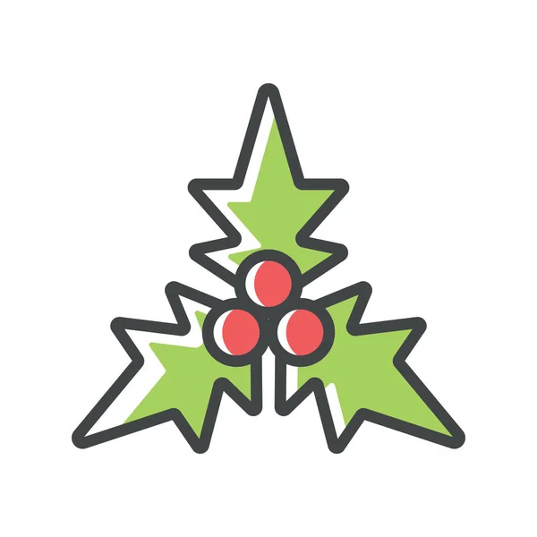 Color icon holly. Simple vector illustration with ability to change. — Stock Vector