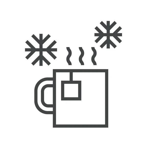 Line icon hot tea and snowflakes — Stock vektor
