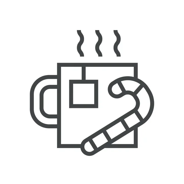 Line icon hot tea with lollipop — Stock vektor