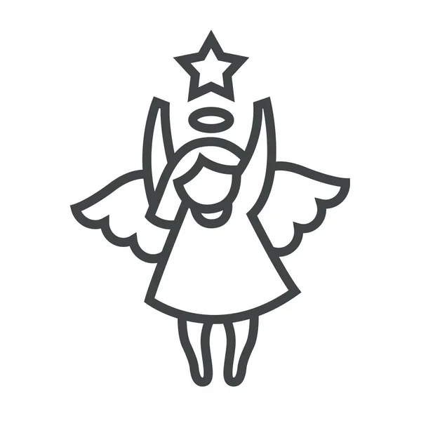 Line icon angel reaches for star — ストックベクタ