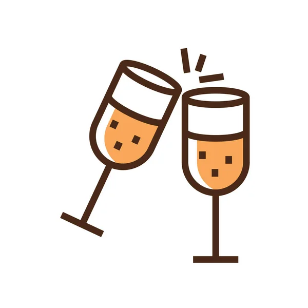 Färg ikon glas champagne — Stock vektor