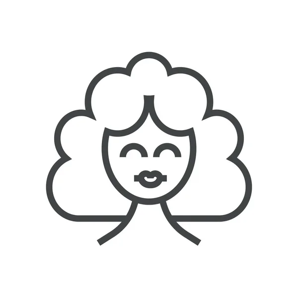 Γραμμή εικονίδιο κορίτσι πρόσωπο με σγουρά μαλλιά — Διανυσματικό Αρχείο