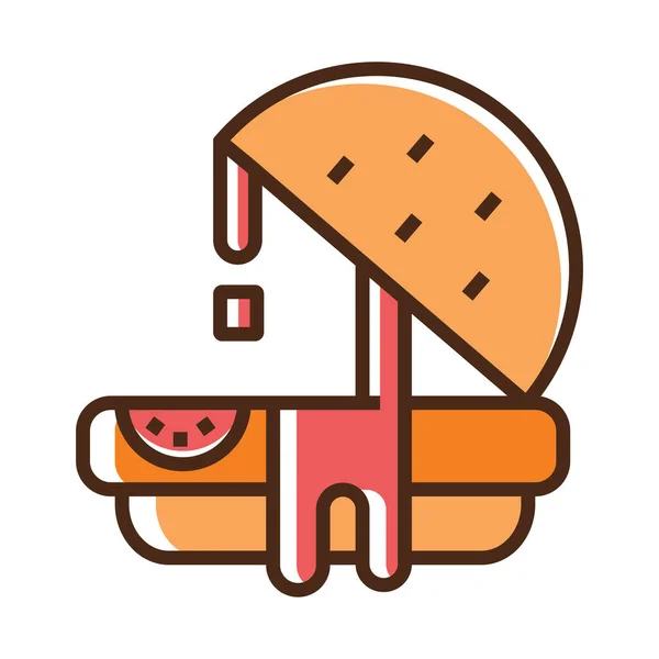 Barevná ikona šťavnatý burger — Stockový vektor