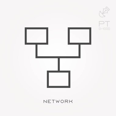 Satır simgesi ağı. Değiştirme yeteneği olan basit vektör illüstrasyonu.