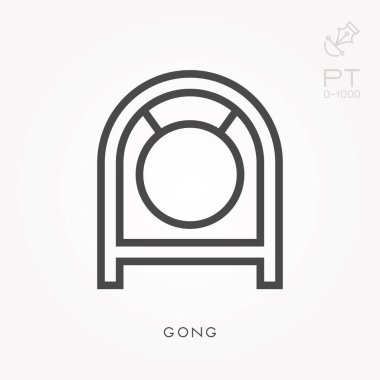 Satır simgesi gong. Değiştirme yeteneği ile basit vektör illüstrasyon.