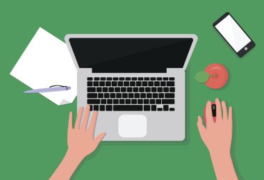 Koyu yeşil masa. Değiştirme yeteneği olan basit vektör illüstrasyonu.